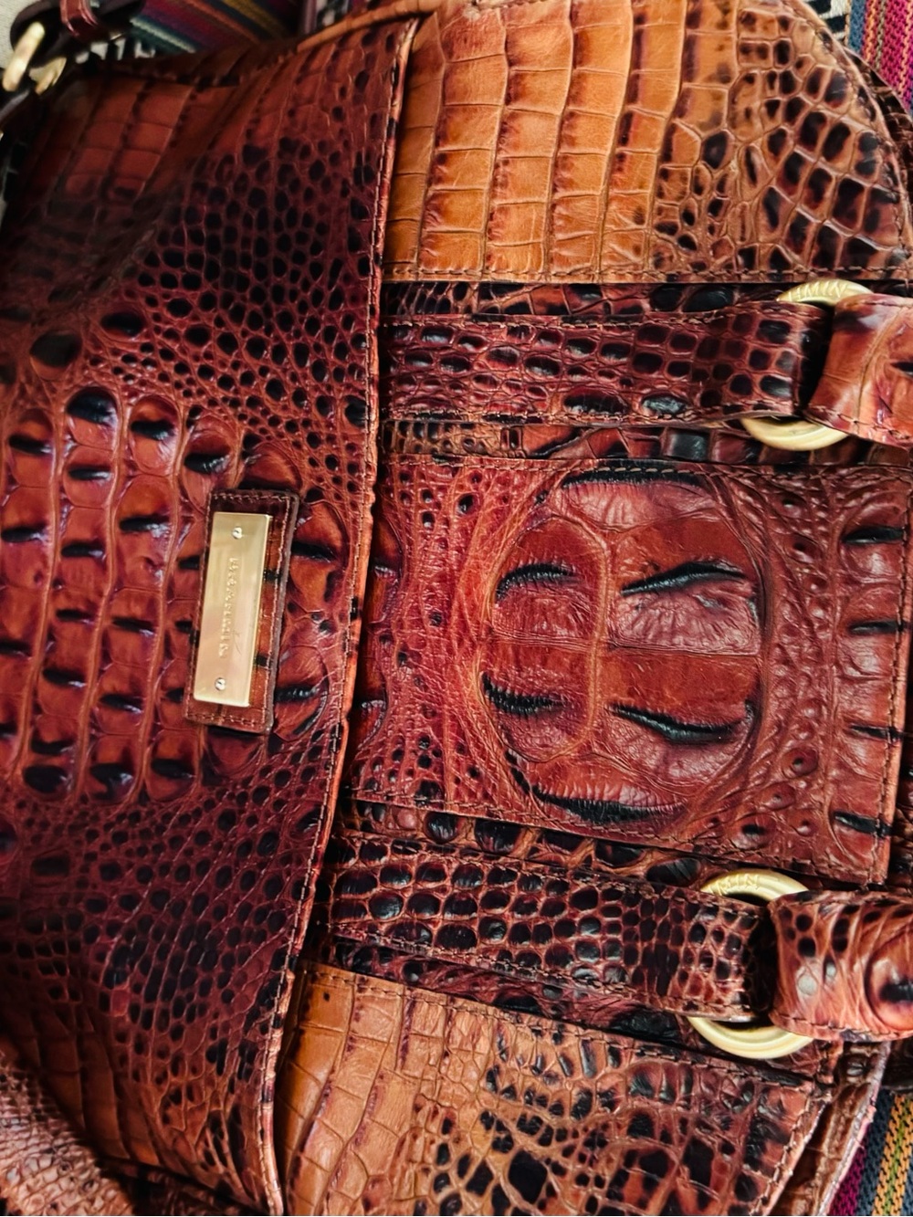Brahmin Flaire Fold-over-to Shoulder-Strap measures 11 in wide x 11 in tall - Picture 9 of 16